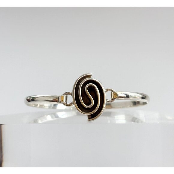 Taxco Mexico Sterling Silver Artisan Made Swirly Artisan Vintage Bangle Bracelet